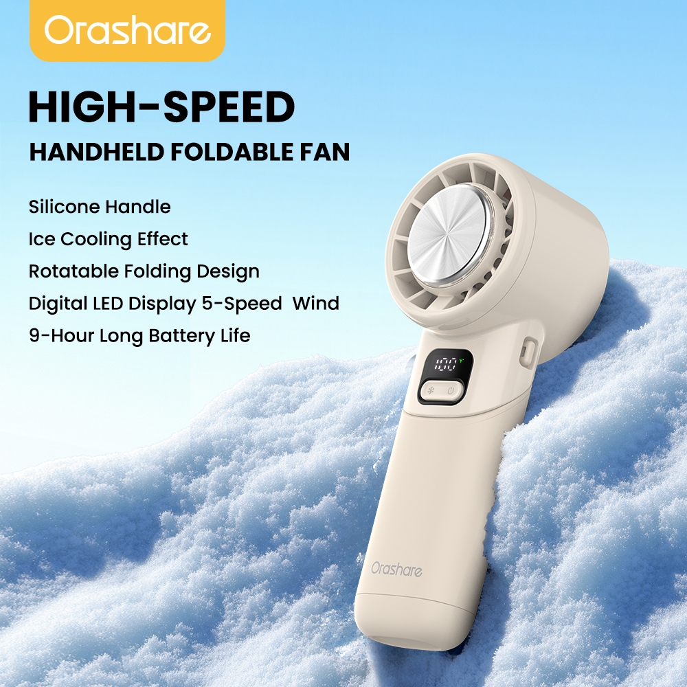 Orashare HF13C 4000mAh  พัดลมพกพาพับได้ความเร็วสูง 100 ระดับความเร็วระเบียบแผ่นทําความเย็นประคบเย็น