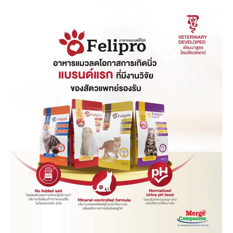 [ ใหม่ 1 กก ถุงซิป ] Felipro อาหารแมว 1 kg. เพื่อสุขภาพที่ดีของน้อง