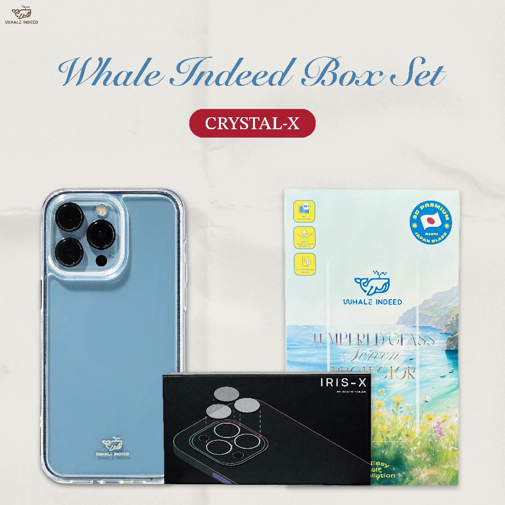 Whale Indeed Crystal-X Box Set - ฟิล์มกระจกใส เคส กันเลนส์ (แถมชุดติดตั้ง ติดตั้งง่ายด้วยตัวเอง)