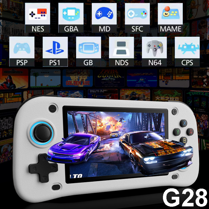 ใหม่ G28 คอนโซลเกมมือถือ 4.3 "เปิดแหล่ง PlayStation Arcade PS1 Emulator IPS HD หน้าจอขนาดใหญ่อุปกรณ์