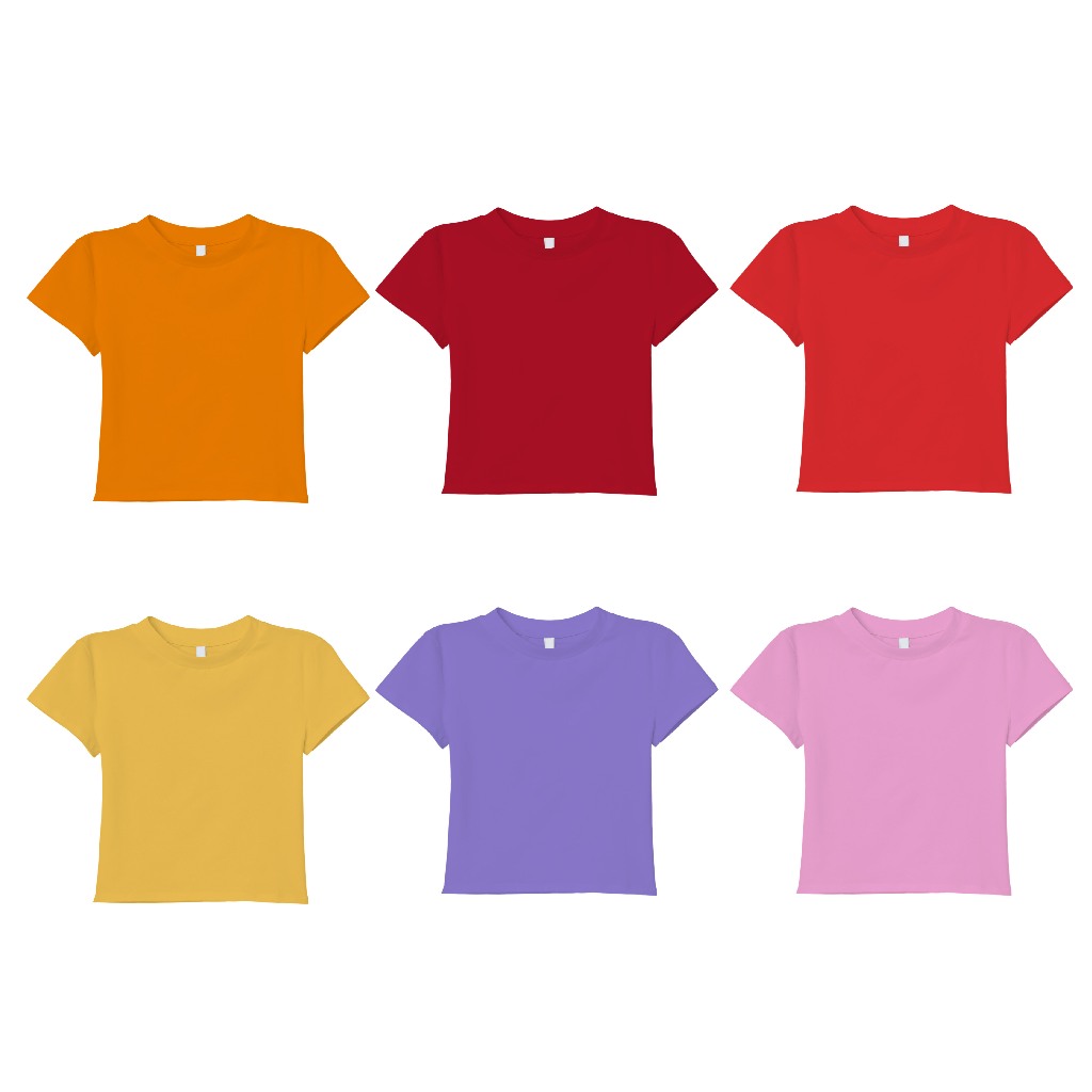 เสื้อยืด Baby Tee สีพื้น เสื้อยืดเบบี้ทีเเขนสั้น Cotton 100%