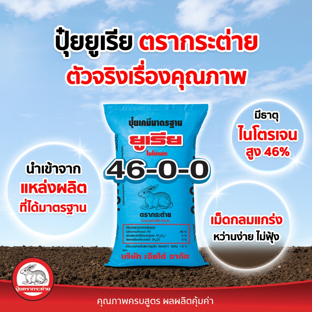 ปุ๋ยตรากระต่าย 46-0-0 , ปุ๋ยเร่งต้น แบ่งขาย 1 kg
