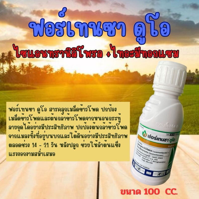 ฟอร์เทนชา ดูโอ(ไซแอนทรานิลิโพรล)ขนาด 100กรัมป้องกันหนอนกระทู้ ปกป้องผลผลิต