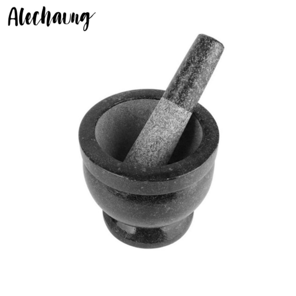 ครกหิน ครกหินแกรนิต Stone mortar พร้อมสาก พื้นผิวเคลือบมันเงาสวยงาม ทนทาน ปราศจากทราย Alechaung coffee