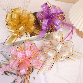 ด่วน โบว์ริบบิ้น DIY ลายเปลือกไม้ ใหม่ล่าสุด ดึงมือดอกไม้ 1 ชิ้น สําหรับงานแต่ง ห่อของขวัญ ขนาดใหญ่