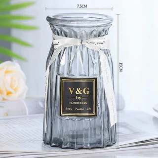 พร้อมส่ง［Becky home shop］แจกันดอกไม้ สีเทาแก้วโปร่งใสแจกันยุโรปห้องนั่งเล่นที่เรียบง่ายตกแต่งในสไตล์การจัดดอกไม้