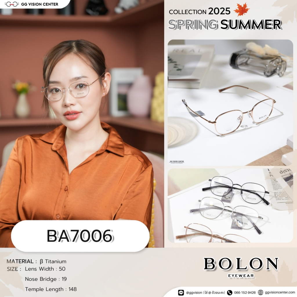 BOLON​​ Eyewear รุ่น BAMBERG รหัส BA7006 แว่นตาโบลอน Collection Spring/Summer 2025 by GG VISION CENT