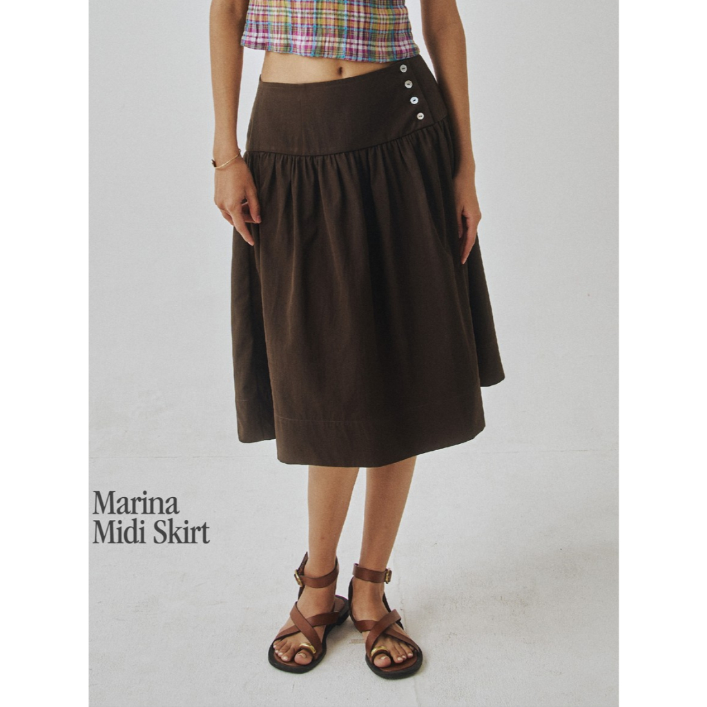 Reverie Marina Skirt - กระโปรงเอวต่ำ กระดุมข้าง (มี 2 สี)