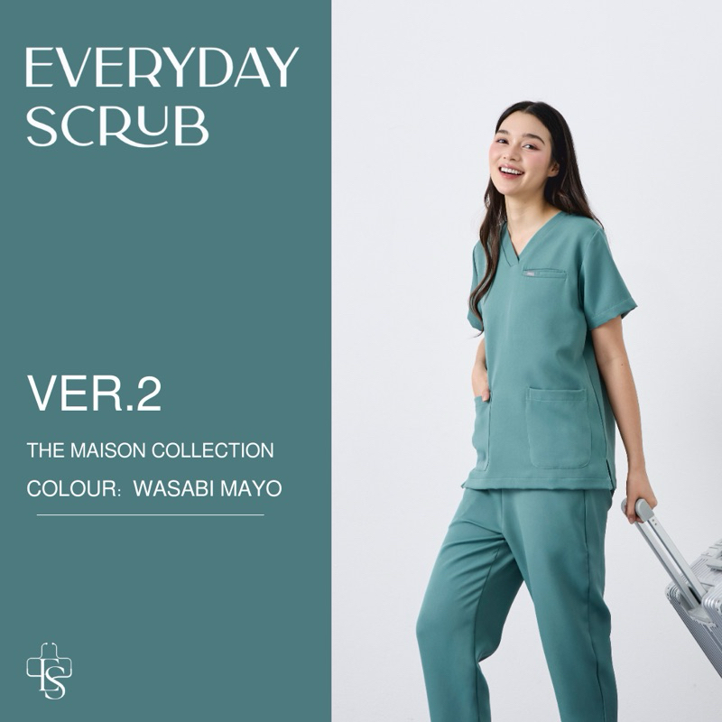 everydayscrub.bkk | ชุดสครับแพทย์(Ver.2) สี Wasabi Mayo (เสื้อพร้อมกางเกง)