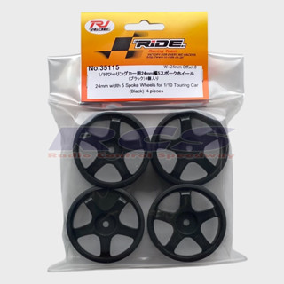 RJ-RIDE 35115 1/10 Touring Car 24mm 5 Spoke Wheel (BLACK) 4p…