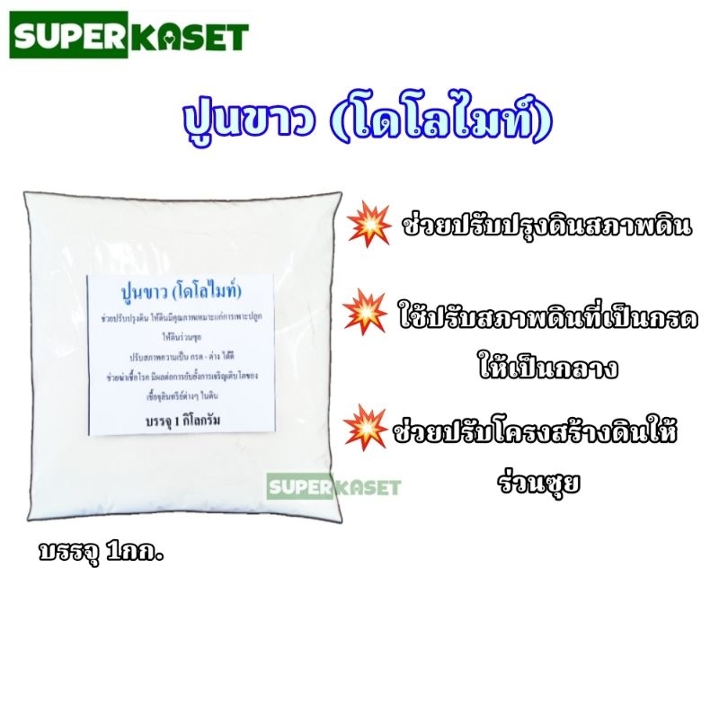 ปูนขาว โดโลไมท์ ปูนขาว ใส่ปรับสภาพน้ำ ปรับสภาพดิน กระสอบ 50 กก.