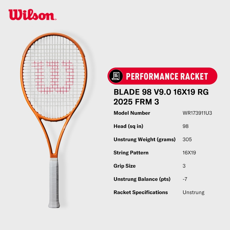 Wilson BLADE 98 V9 16X19 RG 2025 ไม้เทนนิส Unstrung WR173911U2 Official Store — صورة 7
