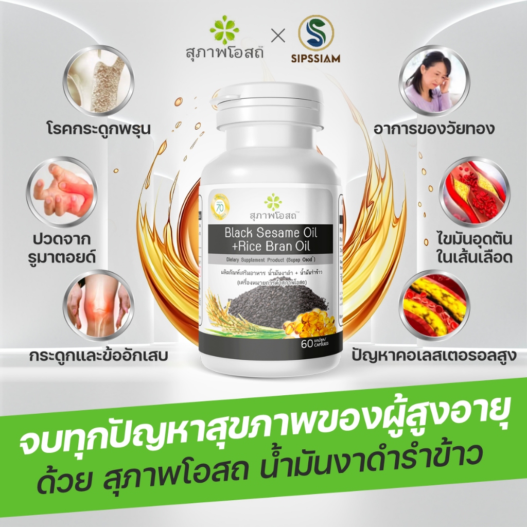 สุภาพโอสถ น้ำมันงาดำรำข้าว ปวดข้อ ปวดเข่า บำรุงกระดูก (ขนาด30แคปซูล/1กระปุก) - รูปที่ 3