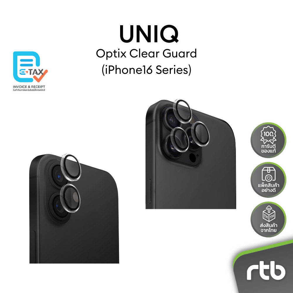 Optix ClearGuard ฟิล์มกระจกกันรอยเลนส์กล้องแบบใส สำหรับ iPhone 16 Series By RTB