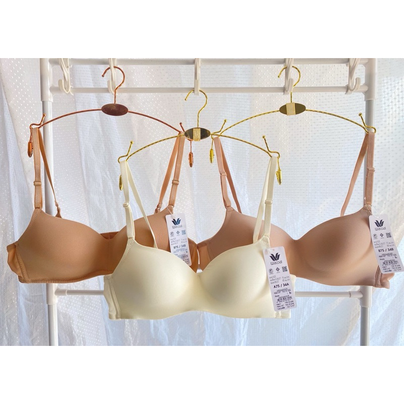 Wacoal WB3044 แบบไร้โครง ฟองปานกลางนุ่ม เต้าเรียบ ผ้านุ่ม เก็บข้างใส่สบายมาก