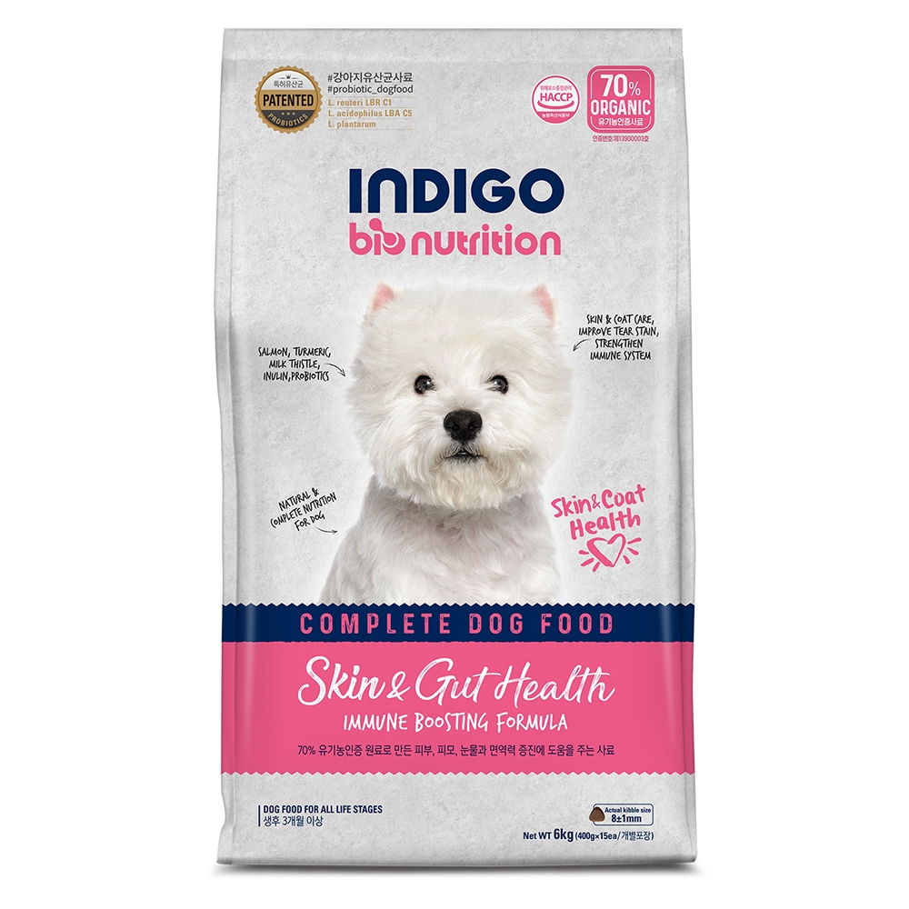 Indigo Bionutrtition Skin & Gut Health for Dog อาหารสุนัขออร์แกนิค บำรุงขนและดูแลลำไส้ 6 กก. เกาหลี