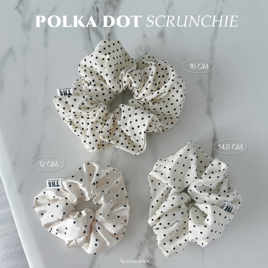 Theyourlooks ⚪️ พร้อมส่ง Polka Dot Scrunchie ยางมัดผม สครันชี่ ลายจุด มี 3 ขนาด