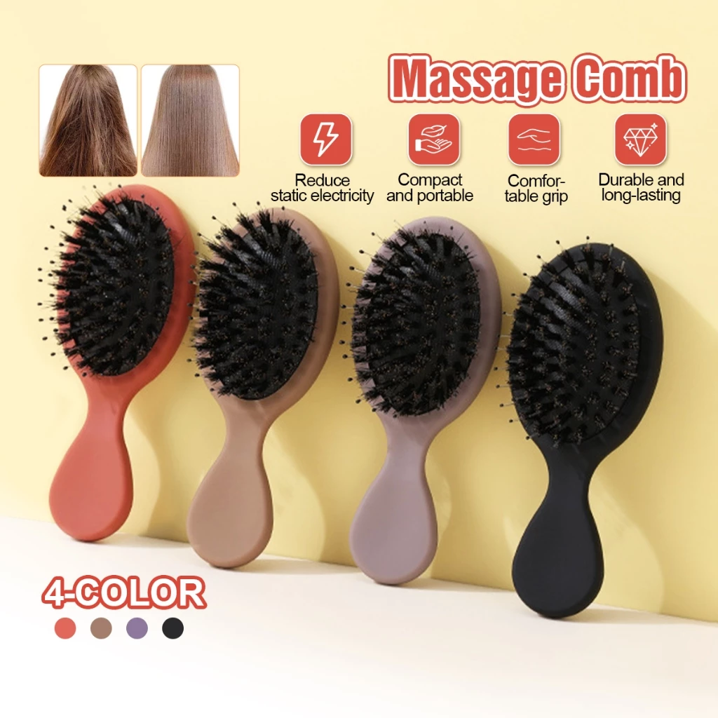 หวีขนหมูป่าแท้ Boar Bristle Hairbrush หวีเบาะลม ขนหมูอัดแน่น ลดผมร่วง ช่วยให้ผมเงางาม แก้ผมพันกัน นวดหนังศีรษะ