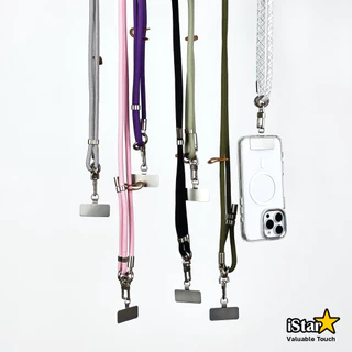 iStar สายคล้องเคสโทรศัพท์ สายยาว 140 ซม. หนา 8 มม. คล้องไหล่ ปรับได้ พร้อมแผ่นอลูมิเนีนมห้อยโทรศัพท์