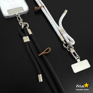 iStar สายคล้องเคสโทรศัพท์ สายยาว 140 ซม. หนา 8 มม. คล้องไหล่ ปรับได้ พร้อมแผ่นอลูมิเนีนมห้อยโทรศัพท์