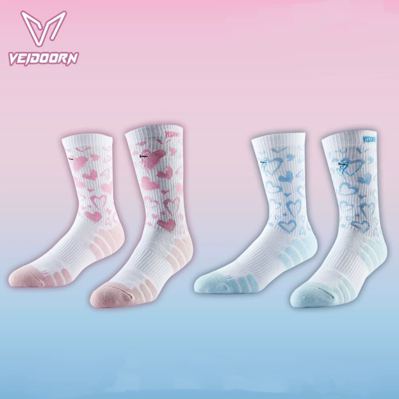 พร้อมส่ง⚡️ VEIDOORN ถุงเท้ากีฬา ถุงเท้าเล่นบาส กันลื่นได้ดี รุ่น หัวใจ