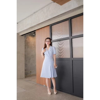 "Romi"Oil" Timeless Grace Dress (Blue) J536 ชุดเดรสสีฟ้า (ติดกระดุมดอกไม้ด้านหน้า)