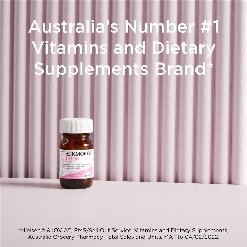 Blackmores Bio Iron แบล็คมอร์ ไอรอน แก้อ่อนล้า อ่อนเพลีย ธาตุเหล็กบำรุงสำหรับผู้หญิง (30เม็ด) - รูปที่ 4
