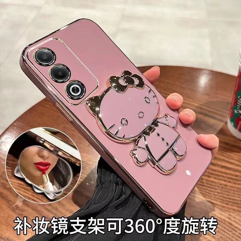 เคส สำหรับรุ่น VIVO Y31(2025) Y21D V50lite Y29 Y29S Y04 Y04S คิตตี้ กระจก ขาตั้ง หมุนได้ 360 องศา น่ารัก กันกระแทก