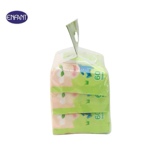 ENFANT (อองฟองต์) Extra Mild Face & Body Wipes ผ้าเช็ดทำความสะอาดแบบเปียก สูตรน้ำแร่บริสุทธิ์ 1แพ็ค/3ห่อ 60แผ่น/ห่อ