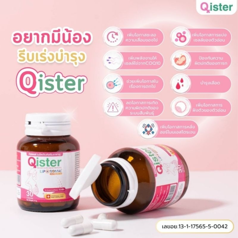 Qister วิตามินเตรียมตั้งครรภ์ ใส่วิตามินที่มีวิจัยรับรองและดูดซึมได้ดีนำไปใช้ได้หมด 1ขวด30เม็ด