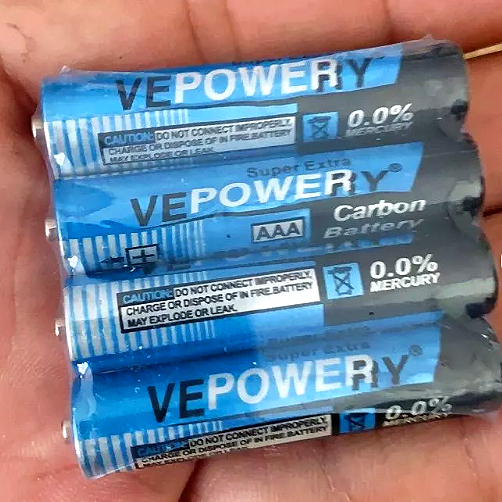ถ่านสีฟ้า 3A (AAA) ยี่ห้อ VEPOWERY / PAIRDEER AA 1.5V แพ๊ค 4 ก้อน ถ่านใส่รีโมท ถ่านอัลคาไลน์ ถ่าน3A ถ่านAAA