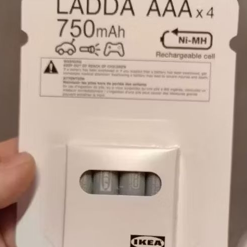 IKEA แท้ค่ะ LADDA ลัดด้า แบตเตอรีชาร์จไฟได้, HR03 AAA 750mAh, HR06 AA 1900mAh, HR06 AA 2450mAh 1.2V