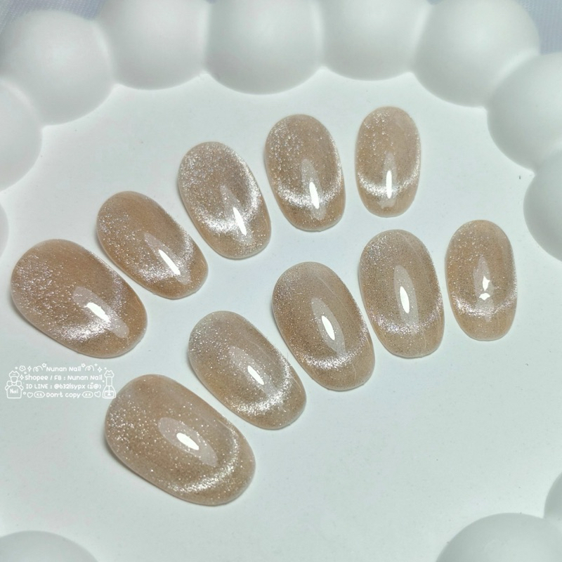 (รอทำ)เล็บปลอมสำเร็จรูป (SN13) ลูกแก้ว สีขาวนวลๆ สวยมาก NuNan Nail ฟรี! กาวน้ำ/ตะใบ/แผ่นแอลกอฮอล์/ไม้ดัน คุ้ม!