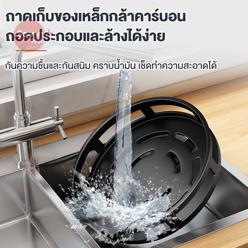 SV 3ชั้น ชั้นวางเครื่องปรุง รอบ/สี่เหลี่ยม ชั้นวางของในครัว สำหรับวางของในครัว หมุนได้ 360° ชั้นวางเครื่องปรุง - รูปที่ 7