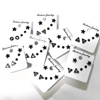 WFH stud earrings ต่างหูสแตนเลส 1 set 3 คู่ | ดำ มี YY