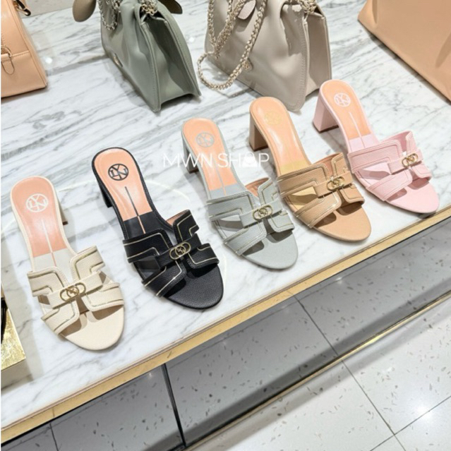 Lyn รองเท้า มีโค้ดลด30% hey mid รองเท้าส้นสูง พร้อมกล่อง ของแท้จากชอป