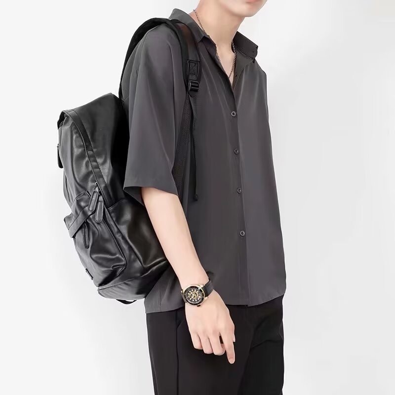 พร้อมส่ง#072#M-3XL#เสื้อเชิ้ตผู้ชายผ้าโพลีเอสเตอร์เรียบง่ายและมีสไตล์เนื้อผ้าระบายอากาสได้ดีใส่ได้ทุกโอกาส - รูปที่ 7