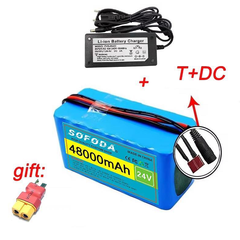 แบตเตอรี่ลิเธียม 24V 30AH/48AH/100AH  แบตเตอรี่ 1000W E-bike 29.4V BMS + charger  แบตจักรยานไฟฟ้า สามล้อไฟฟ้า B004