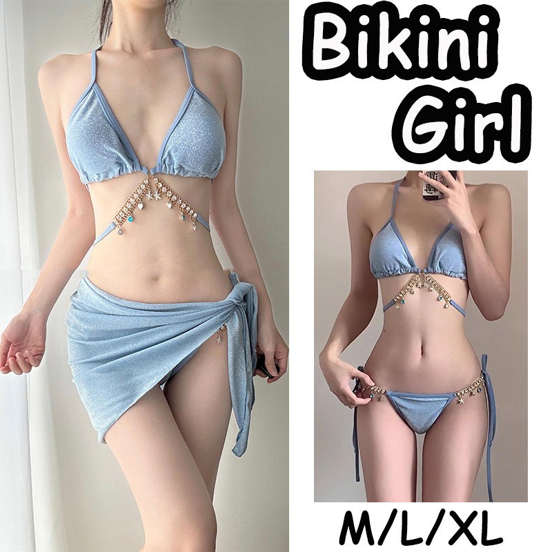 Dreehalo👙 บิกินี่ 3 ชิ้น💕บิกินี่✨ชุดว่ายน้ำ mermaid 🚚ส่งไวจากไทย1-3วัน#0243