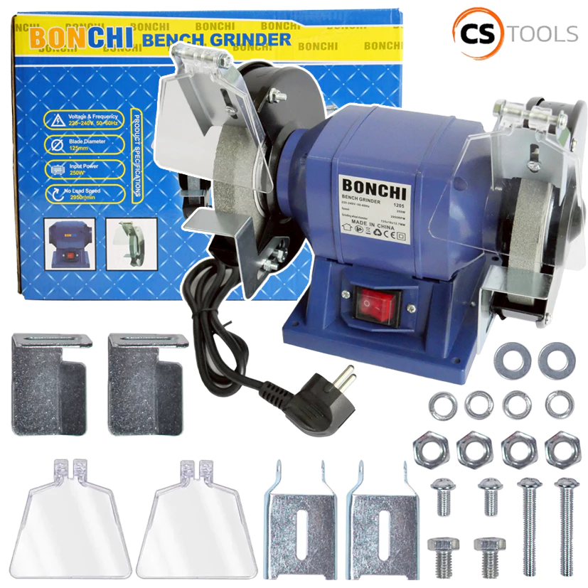 BONCHI มอเตอร์หินเจียร มอเตอร์หินไฟ 5 นิ้ว รุ่น BC-1205 (125 มม.) Bench Grinder แท่นเจียร เครื่องเจียรตั้งโต๊ะ