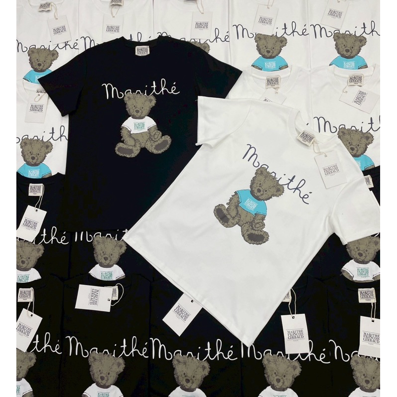 Mar Bear T-Shirt 🧸🩵(330฿)เสื้อยืดแบรนด์ดังเกาหลี รุ่นใหม่ ดีเทลสกรีนลายโลโก้น้องหมีด้านหน้า ชนช็อปเกาหลีเลยค้า valen - รูปที่ 3