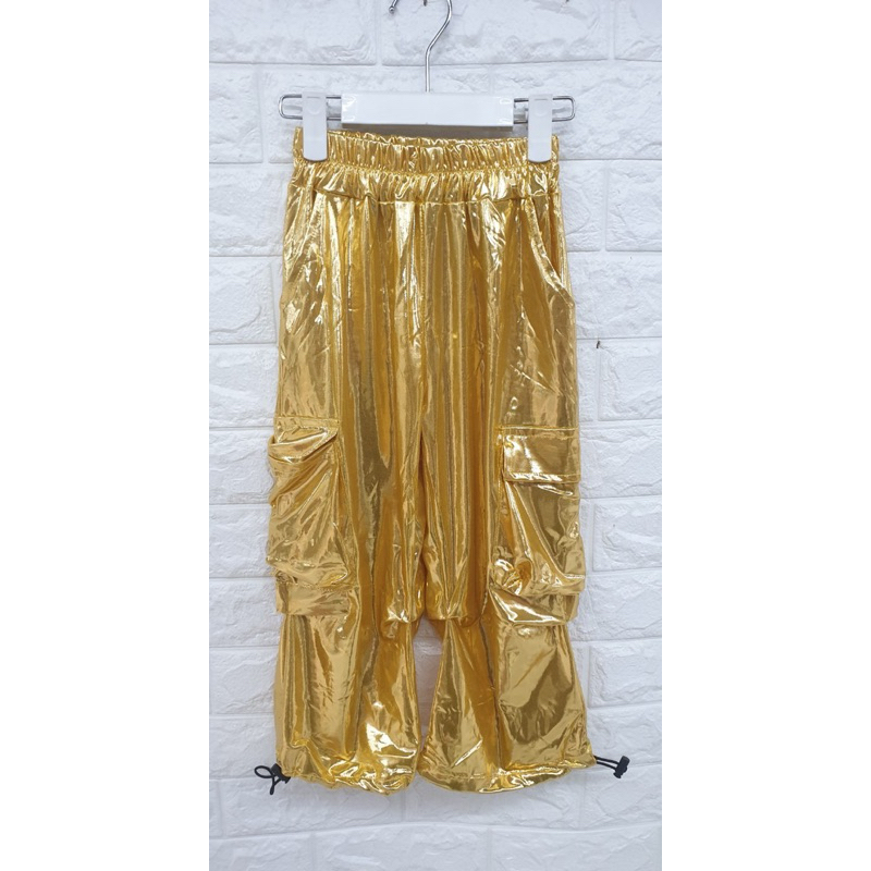 กางเกงคาร์โก้สีเมทัลลิกเงินทองดำพร้อมส่ง(งานตัดเองผ้า - รูปที่ 4