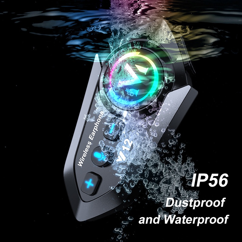 Y12 หมวกกันน็อคบลูทูธ บลูทูธ 5.3 กันน้ํา IP67 แฮนด์ฟรี อินเตอร์คอม ชุดหูฟังหมวกกันน็อค สำหรับหมวกกันน็อ