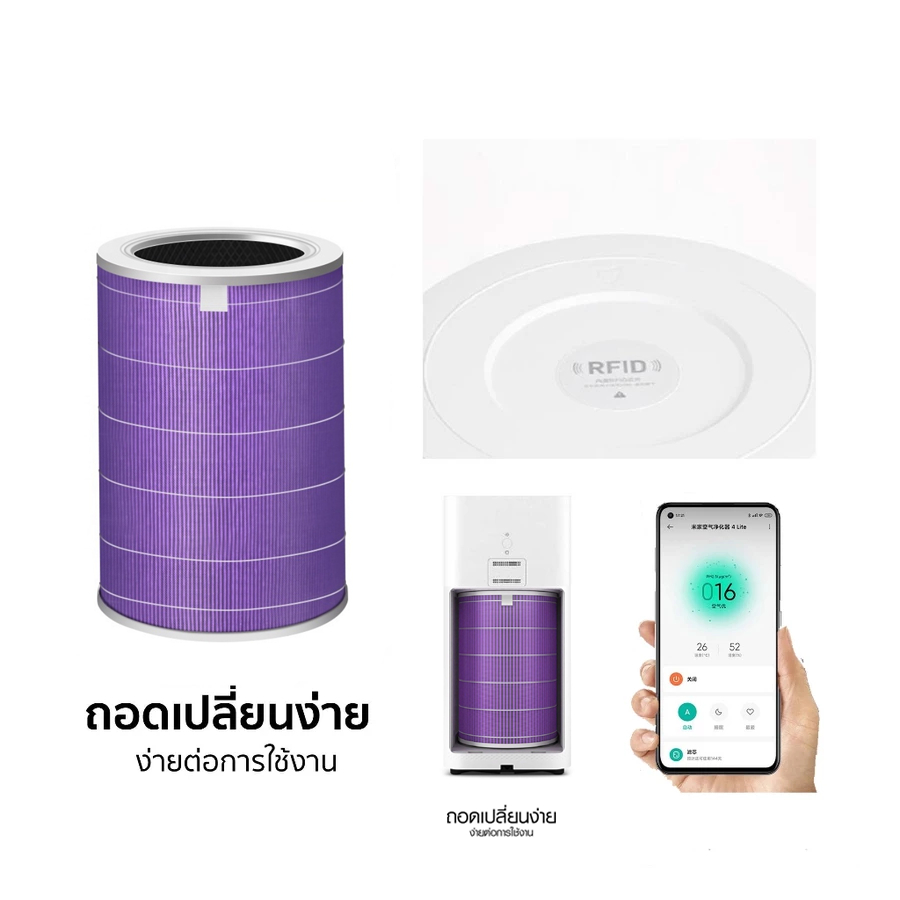 (มี RFID) 2S,2H,2C,3C,3H, Pro,4Lite,4Pro ,4 ไส้กรองอากาศ Xiaomi กรองฝุ่น PM2.5 ได้ 99.98% และสารพิษอย่างมีประสิทธิภาพ - รูปที่ 6