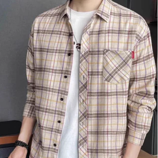 เสื้อเชิ้ตแขนสั้นลําลอง ทรงหลวม ลายสก๊อต แฟชั่นฤดูร้อน สไตล์ฮ่องกง สําหรับผู้ชาย