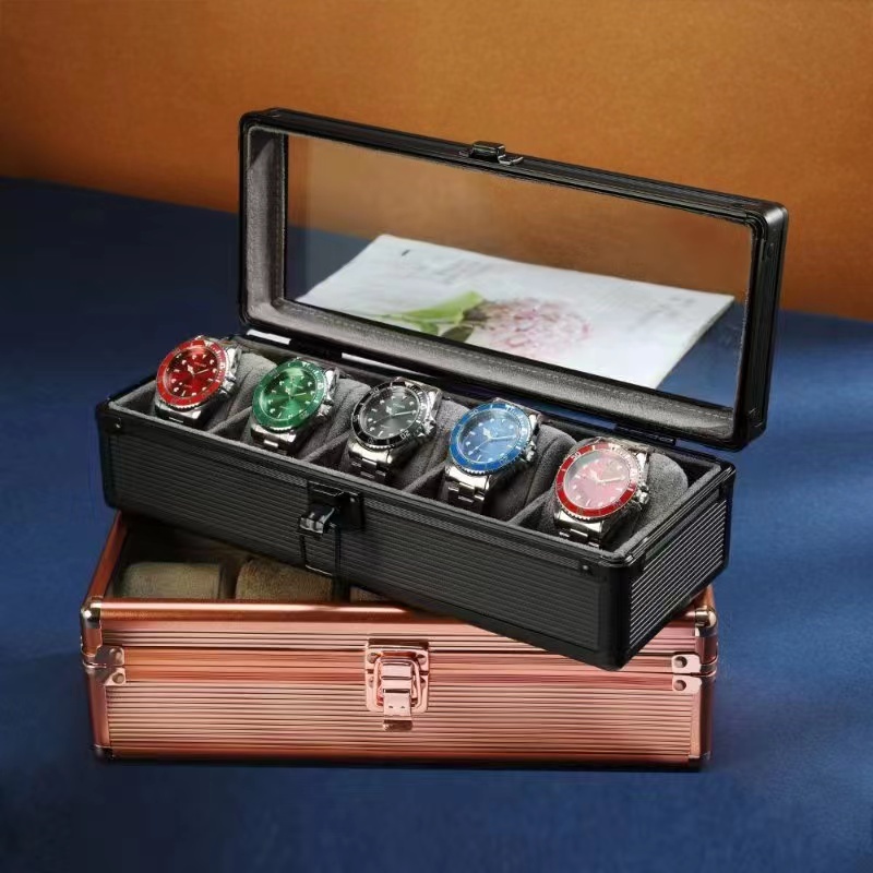 *พร้อมส่ง*กล่องนาฬิกา 5 6 เรือน （กรอบอลูมิเนียม）กล่องใส่นาฬิกา Watch Box กล่องของขวัญ