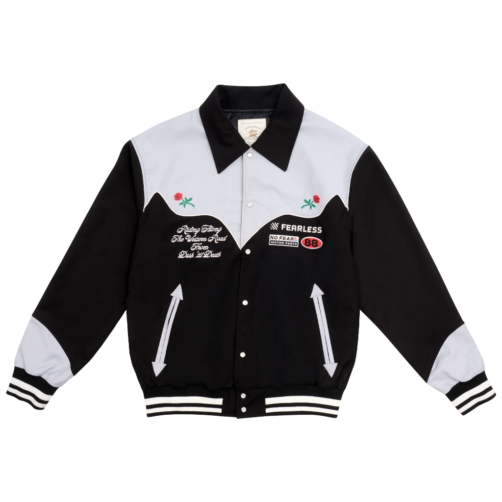 FEARLESSNESS RIDING GRAY VARSITY JACKET