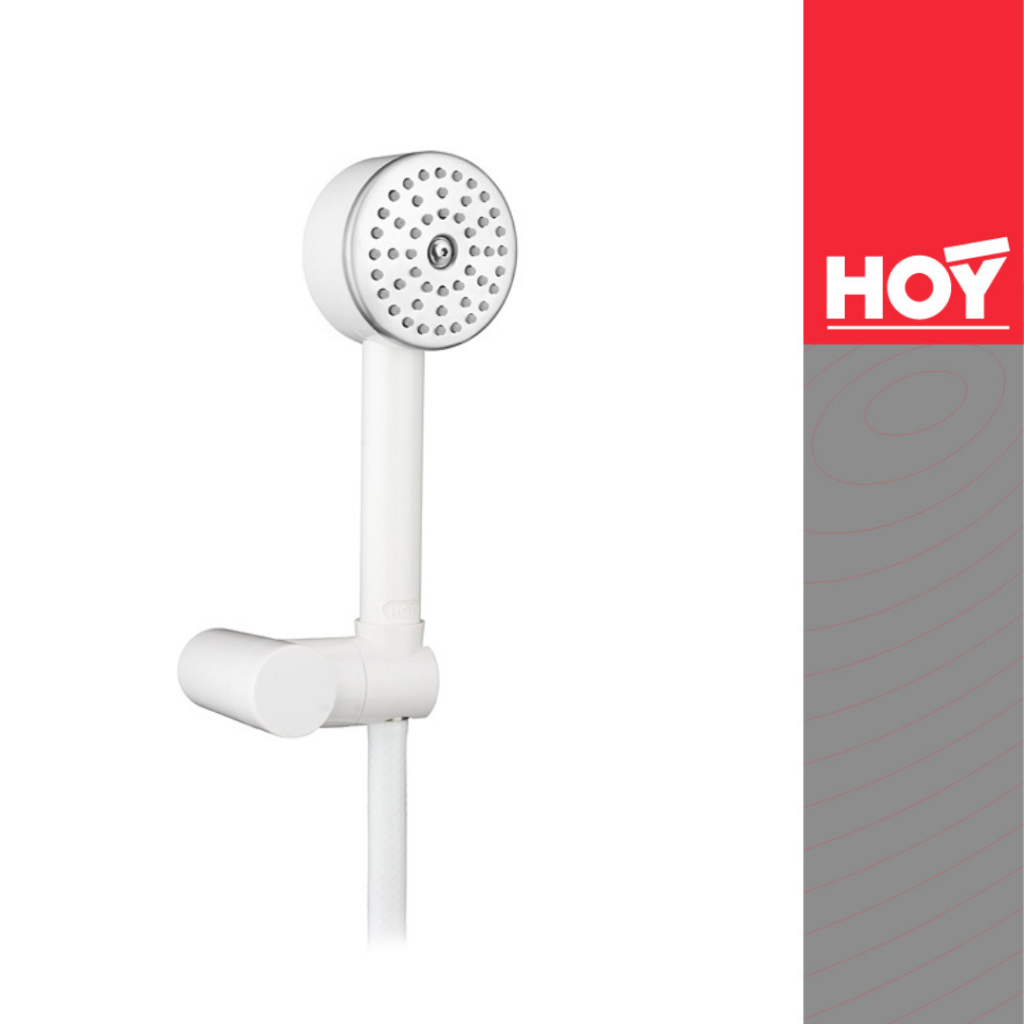 HOY ฝักบัวอาบน้ำด้ามตรงสีขาว 2.1/2" ชุดสายพลาสติกสีขาว FRESHLY รหัส FJHOF-114DWZ(Clearance Product)