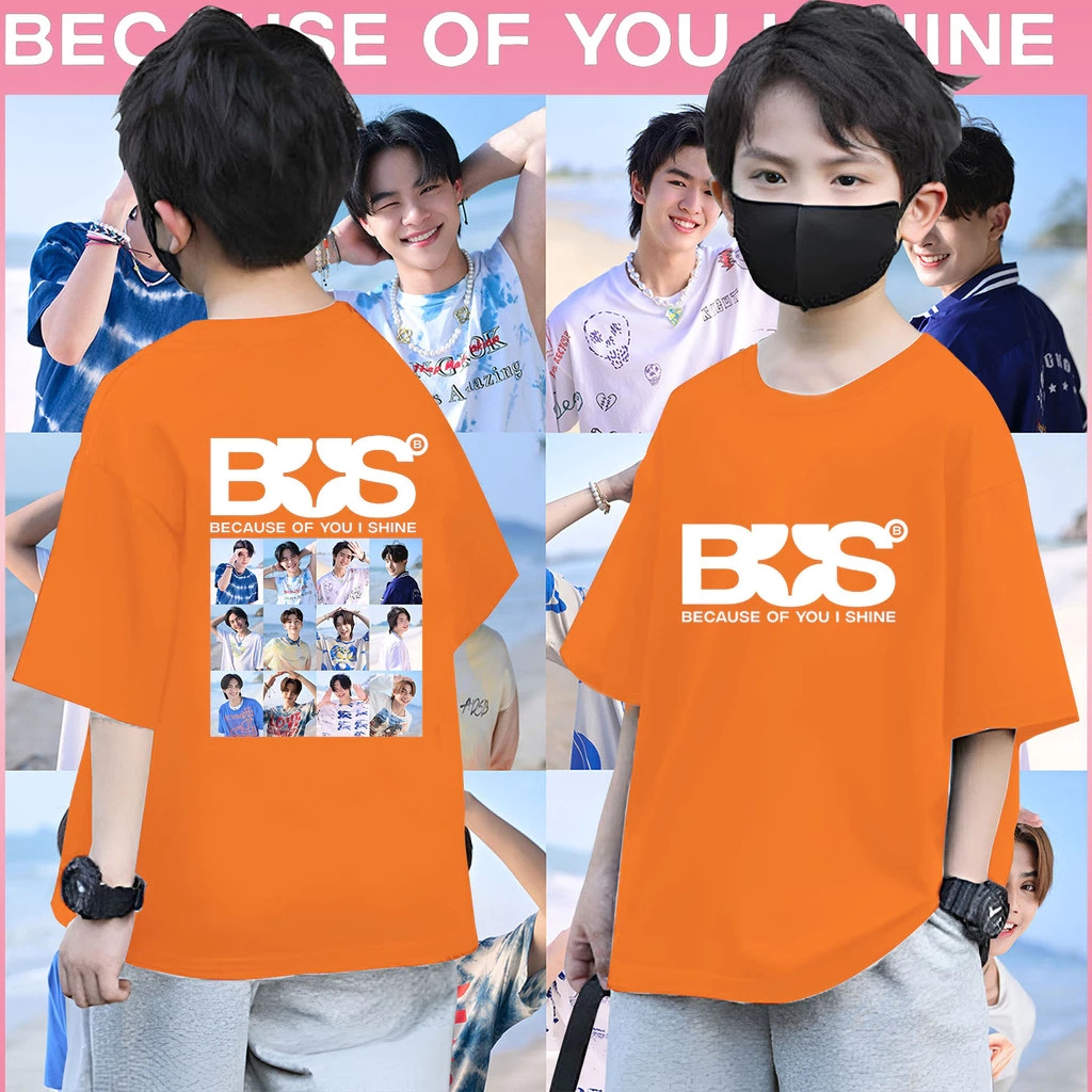 Yout-children kids เสื้อเด็ก สีส้ม ด้านบนใหม่ แขนสั้น boy เสื้อสีพื้น เสื้อระบาย ไม่ต้องรีด โคตรนุ่ม  top เสื้อเด็ก