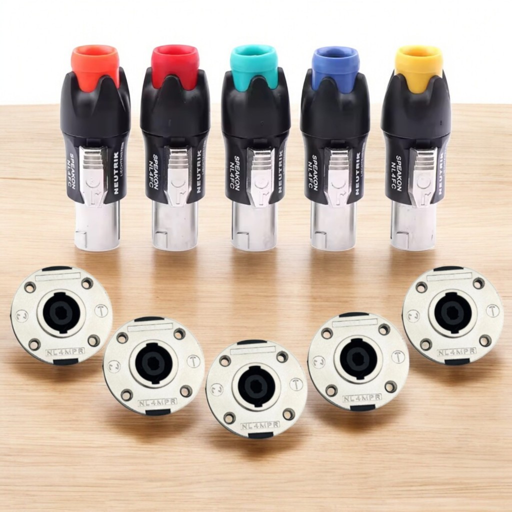 สเปคคอนเสริมโลหะแจ็คสเปคคอนตัวผู้ + ปลั๊กสเปคคอนตัวเมียหน้าเหล็ก 4ขา ปลั๊กสเปคคอน ตัวผู้/ตัวเมีย สำหรับตู้ลำโพง speakon